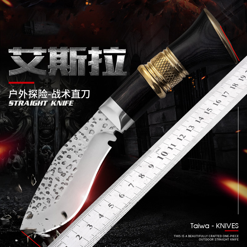 艾斯拉直刀户外刀具户外刀高硬度小直刀野外求生防身便携刀具