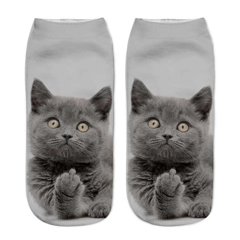 Unisex Mode Katze Polyester Baumwolle Polyester Handgemacht Ankle Socken Ein Paar display picture 3