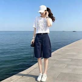 2026网红宽松显瘦洋气短裤两件套潮流运动套装女夏装新款3714