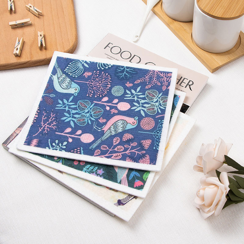 Cross-Border Geometric Print Wood Pulp Cotton Wholesale Absorbent Dishwashing Towel Kitchen Cleaning Cloth That Doesn'T Easily Pick up Oil Cross-Border Geometric Print Wood Pulp Cotton Wholesale Absorbent Dishwashing Towel Kitchen Cleaning Cloth That Doesn'T Easily Pick up Oil