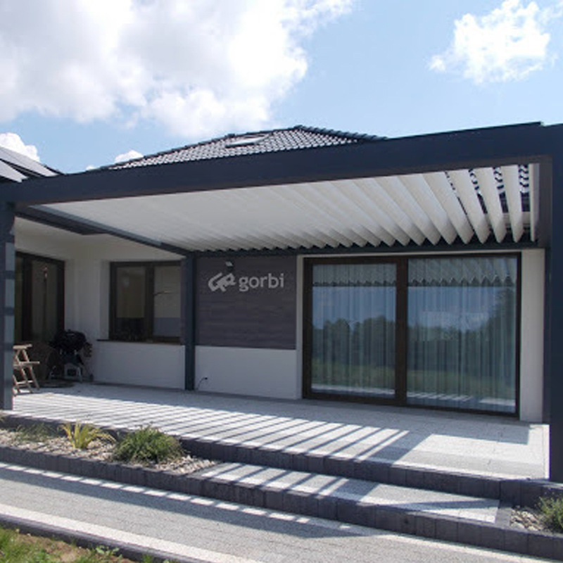 Aleación de aluminio toldo patio al aire libre inteligente Pabellón a prueba de lluvia eléctrica Louver toldo casa sombrilla Pabellón
