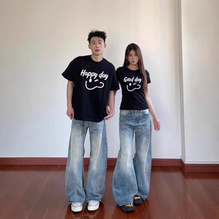 Summer Pure Cotton Short-Sleeved T-Shirts for Couples, Lazy Loose Niche Design Tops for Men and Women, Student Trendy Brand Class Uniforms