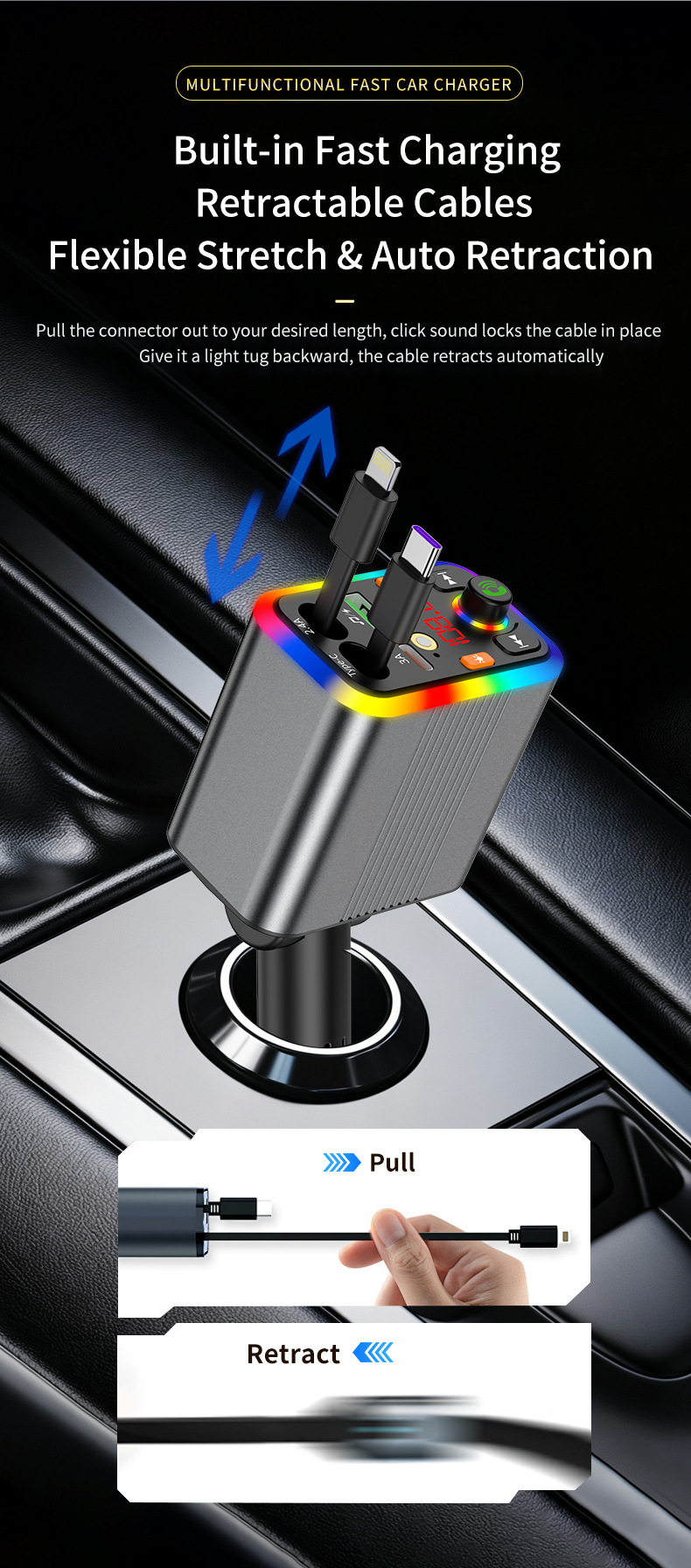 New car Bluetooth MP3 player with aluminum alloy shell, car charger, FM transmitter, hands-free calling, cross-border manufacturer supply