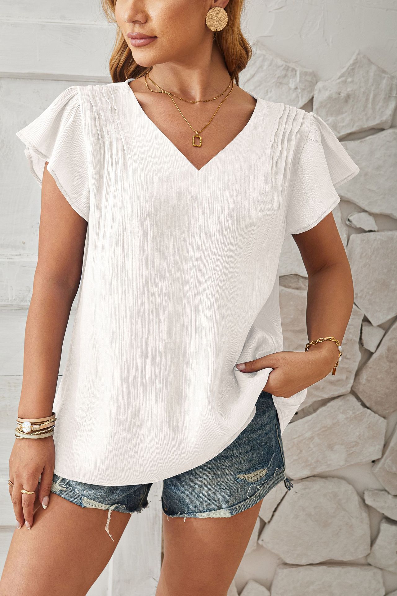Women's T-shirt Short Sleeve T-Shirts Sequins Simple Style Solid Color display picture 23