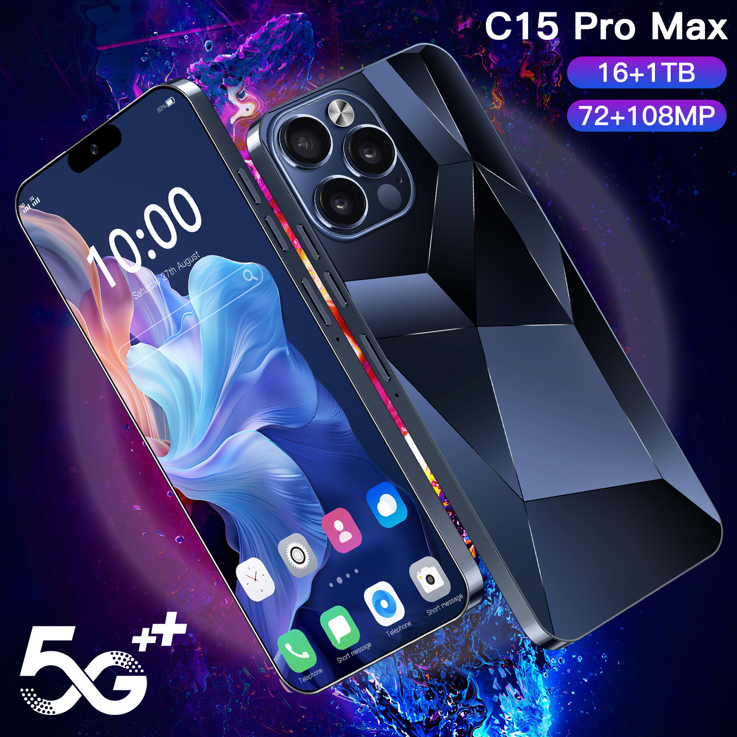 New C15 Promax Cross-Border In-Stock Android Phone 16+1t Foreign Trade Phone Factory Available for Wholesale