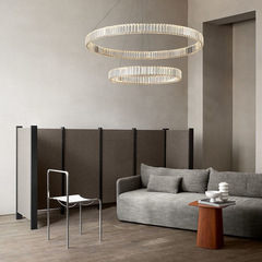 Scandinavian Postmodern Luxury Crystal Chandelier Stainless Steel Living Room Suspension Lamp Simple Bedroom Dining Room Ring Multi-Level Home Chandelier