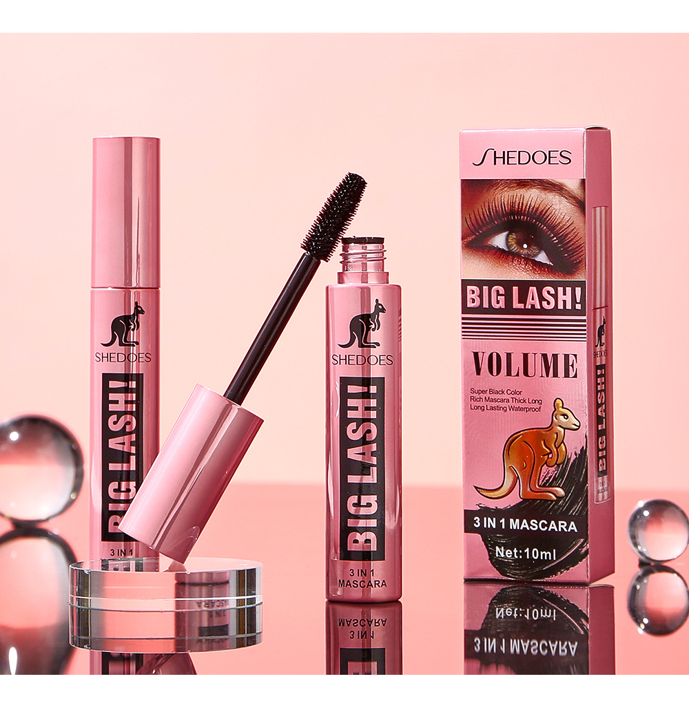 Cross-border SHEDOES Kangaroo Mascara: Waterproof, Thick, Long, Curling, Long-lasting, Big Eyes 4D Mascara undefined