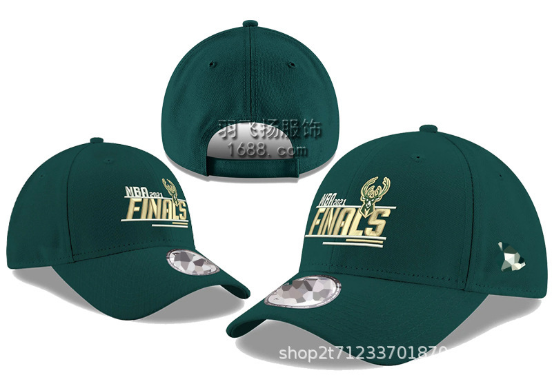 thumbnail image 1 of NBA Bucks gorra de baloncesto bordado hip-hop masculino y femenino sombrero de ala plana carta hermano tendencia europea y americana gorra de pico de pato verde uno, 1 of 2