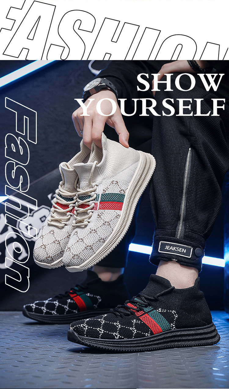 Herrenschuhe Sommer neue fliegende Weberei lässige Sportschuhe Herren trendige Schuhe Allgleiches trendige Sockenschuhe Herren weiche Sohlenschuhe Herren_voghion.com