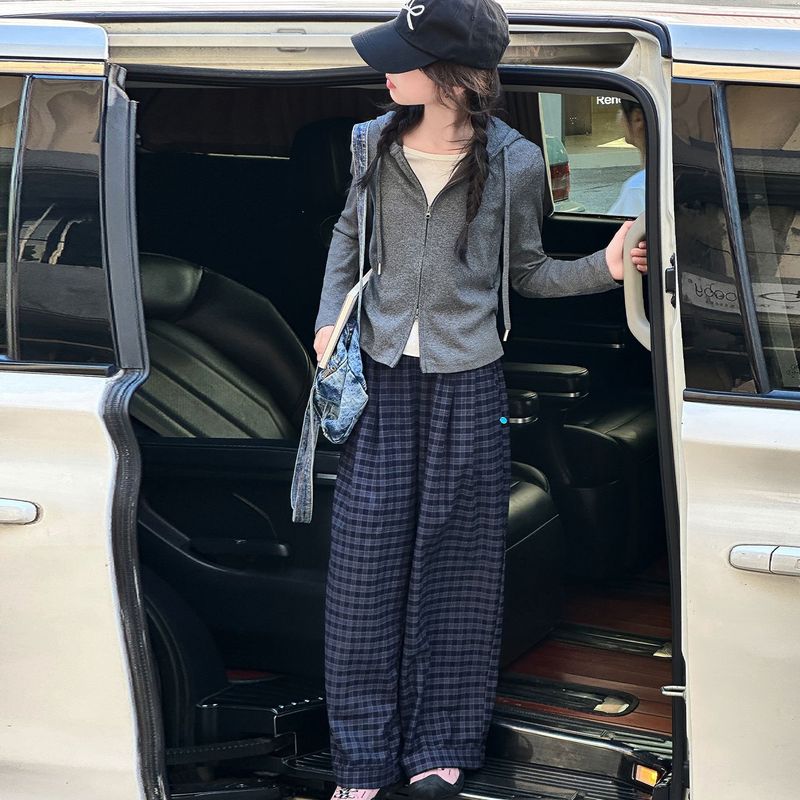 秋季女童套装春秋装新款童装儿童女孩修身上衣外套格子裤两件套潮|undefined
