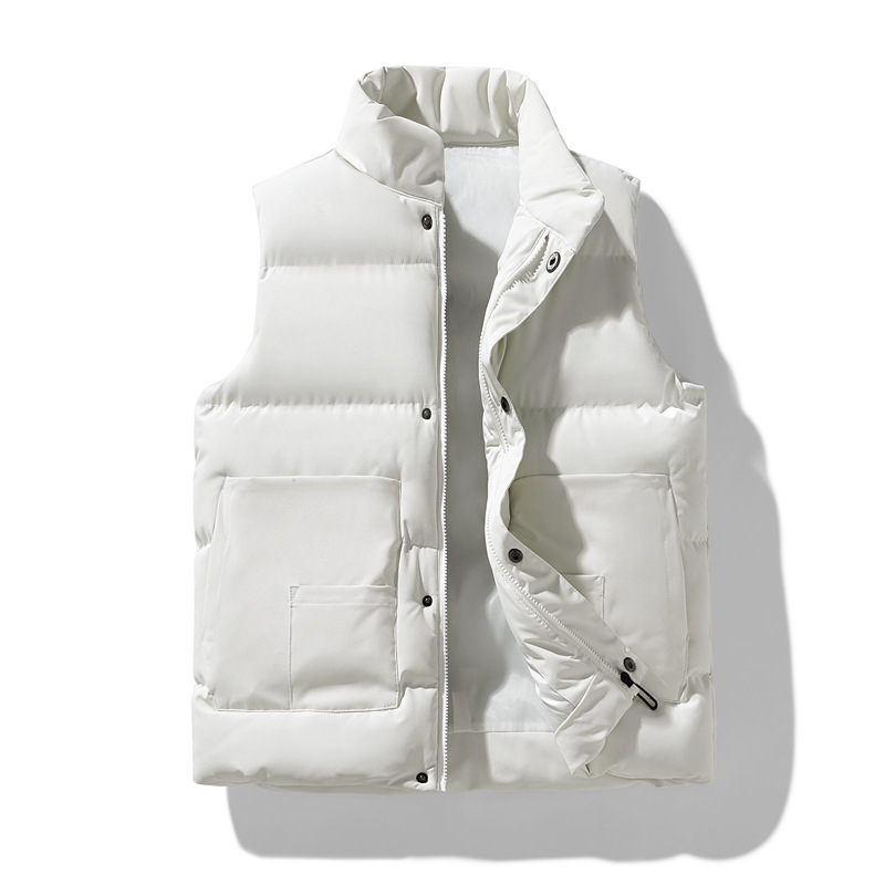 Autumn and Winter Couple's Cotton Vest for Men, Thickened and Warm, Youth Stand Collar Sleeveless Vest, Trendy Korean Style Vest Cardigan Jacket Autumn and Winter Couple's Cotton Vest for Men, Thickened and Warm, Youth Stand Collar Sleeveless Vest, Trendy Korean Style Vest Cardigan Jacket