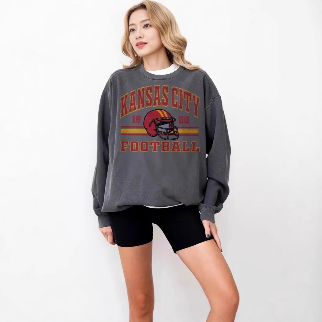Kansas City Chiefs Sweatshirt Autumn Winter Women's Casual Long Sleeve Crew Neck Printed Pullover_voghion.com