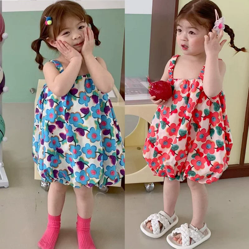 Юбка, милое платье, летняя одежда, цветочный, эффект подъема, для 3-8 лет