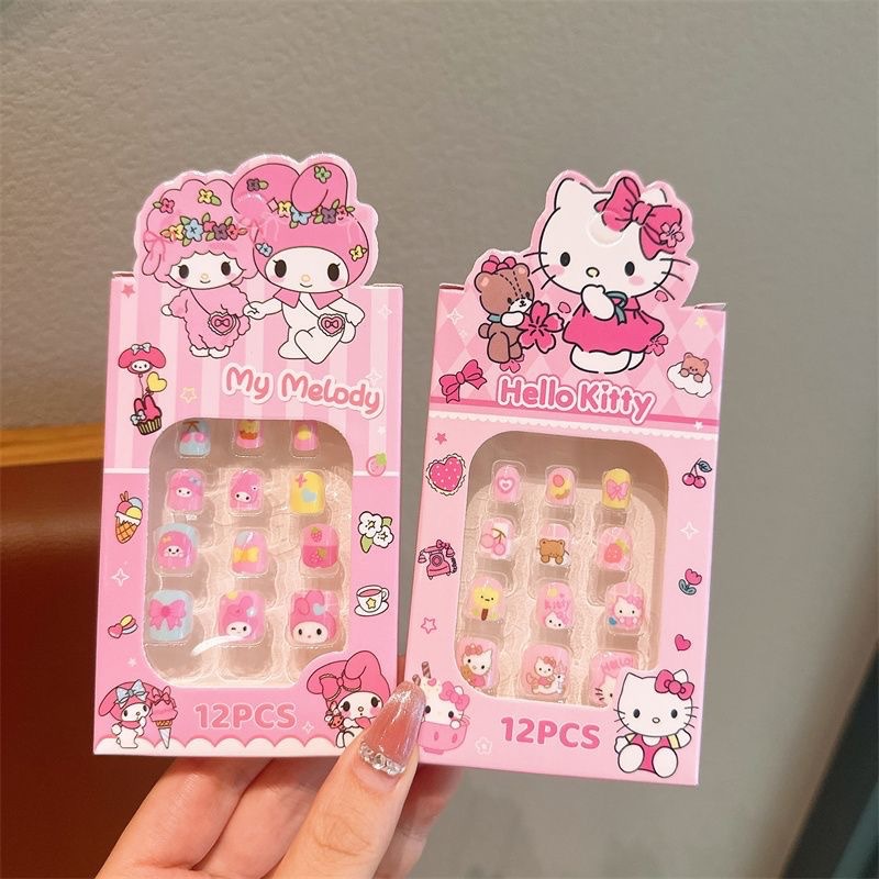 Niños Sanrio pegatinas de uñas para niñas Cullome pegatinas desmontables impermeables para niñas parches de manicuras autoadhesivos