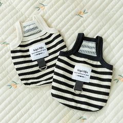 Spring and summer thin dog vest simple striped traction sling small and medium-sized dog Teddy Bichon pet clothes