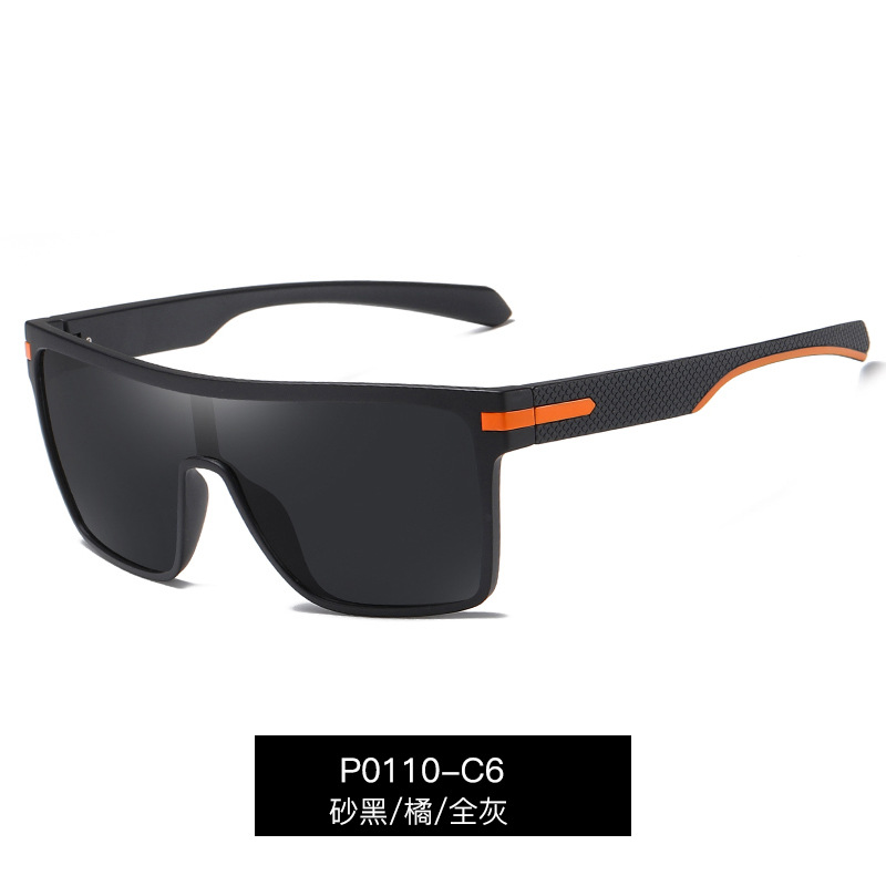 P0110 Cross-border Personalized Siamese Large Frame Sunglasses Men's Trendy Driving Polarized Sunglasses Factory Spot