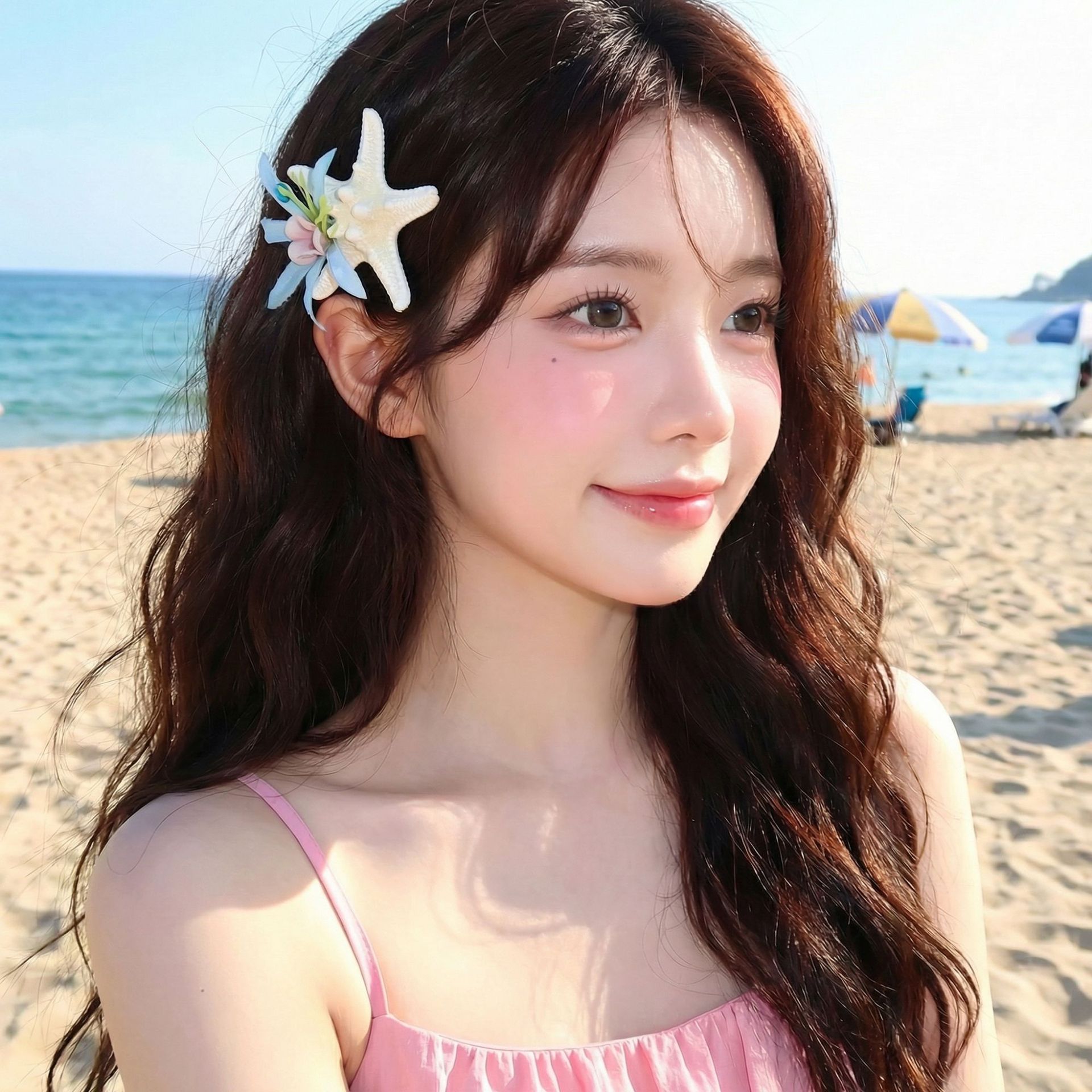 23# starfish flower beachy side hair clip