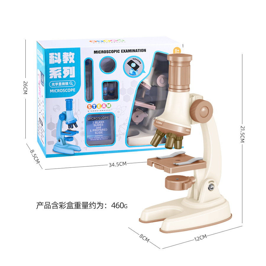 Calibración de microscopio para niños 1200 veces experimento científico rompecabezas de lupa STEM ciencia y educación estudiante de escuela primaria equipo de juguete