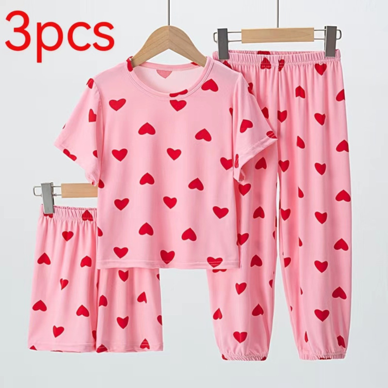 Cross-border American Version Boys and Girls Summer Thin Short-sleeved Shorts suit Pants Short-sleeved Children's Home Clothes Three-piece Set Cross-border American Version Boys and Girls Summer Thin Short-sleeved Shorts suit Pants Short-sleeved Children's Home Clothes Three-piece Set