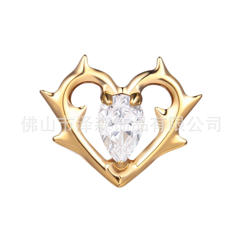 F136 Titanium Alloy Thorn Heart Earrings - G23 Titanium Zircon Lip and Tongue Studs Body Piercing Jewelry detail image 9
