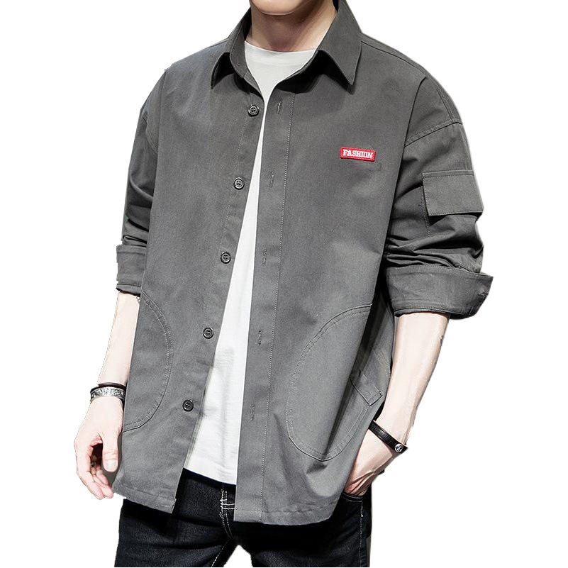 Camisa de manga larga de los hombres de estilo coreano casual capa artística de los hombres ropa de trabajo camisa suelta nueva superior de algodón puro