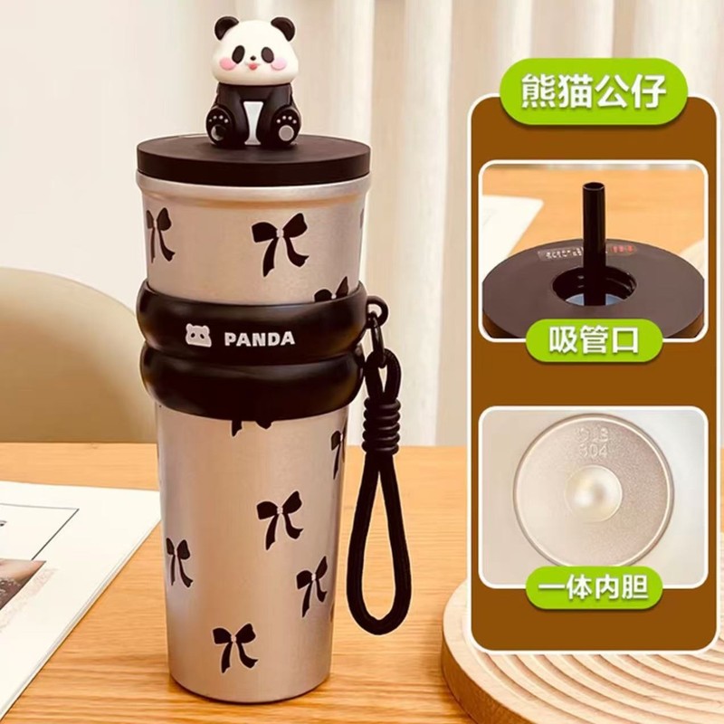 国境を越えた新しい高価値魔法瓶カップ 316 ステンレス鋼大容量ウォーターカップポータブルかわいいアイスバーカップストローカップ|undefined