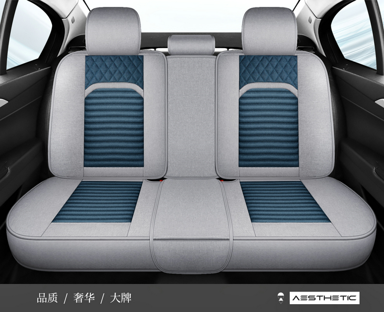 New car seat cushion, full-coverage linen seat cover, universal fabric seat cushion for all seasons, non-removable breathable seat cover