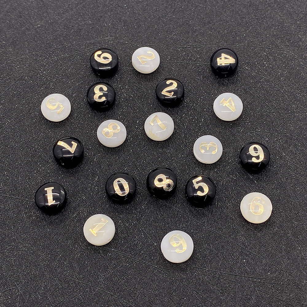 1 Piece Diameter 8mm Shell Round Number Beads display picture 1