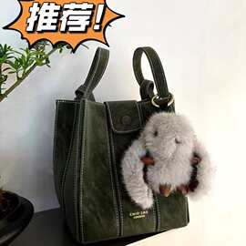 复古同款秋露青茵水桶包2025巨好看的包包女手提单肩斜挎小包