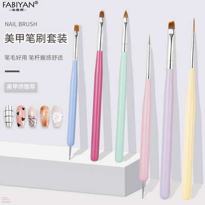 New nail pen Macaroon Woods colour Double head 6 Crystal Pen Halo Stay wire Carved pen suit