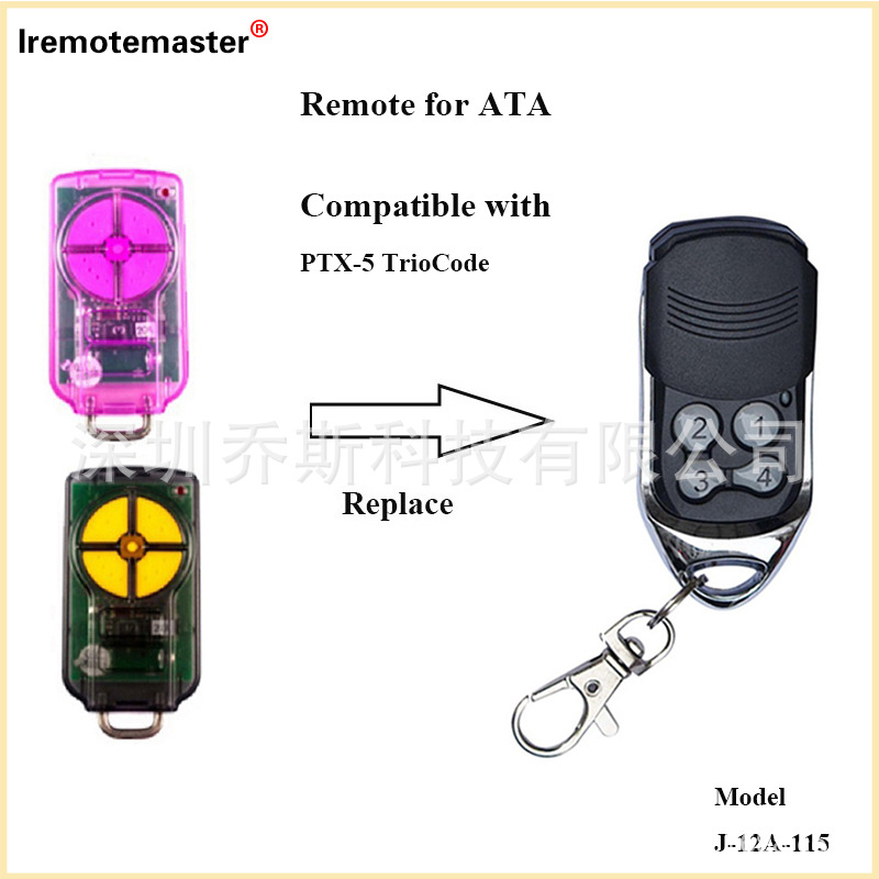 外贸无 线4按键车库门遥控器433.92mhz 兼容 ATA PTX-5 V1 Remote