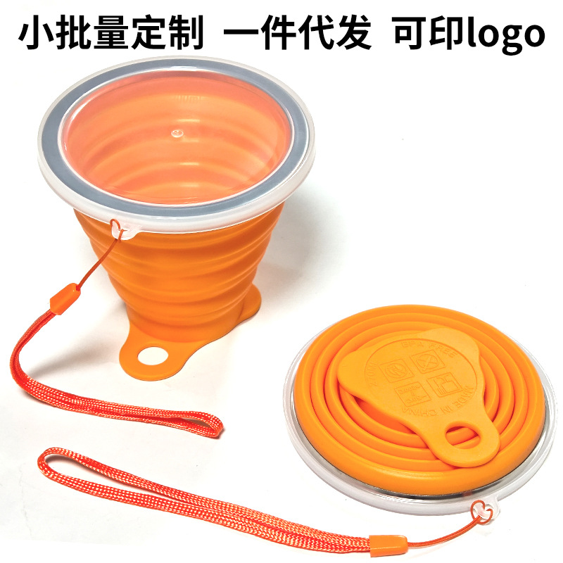 "Cordón de tapa inferior triangular de taza plegable de 270ml" Naranja