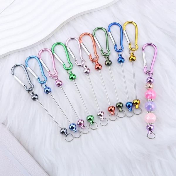 Hot-Selling DIY Beaded Gourd Carabiner D-Shaped Lock Metal Pendant Key Small Buckle Backpack Accessories Ready for Delivery