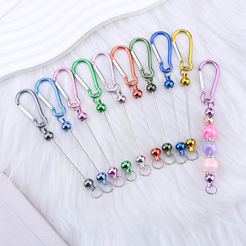 Hot-Selling DIY Beaded Gourd Carabiner D-Shaped Lock Metal Pendant Key Small Buckle Backpack Accessories Ready for Delivery