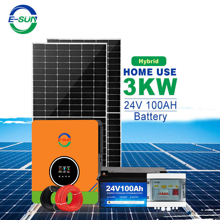 Sistema de almacenamiento de energía solar fotovoltaica de 3.6KW 220V estándar europeo número de paneles solares fuera de la red paquete de baterías opcional