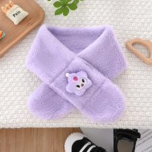 2024新款儿童围巾可爱卡通毛绒围巾男女童宝宝仿兔毛加厚保暖围脖