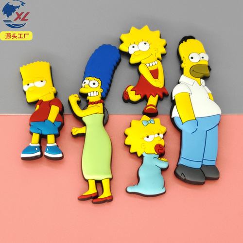 The Simpsons Refrigerator Magnet Cute Cartoon PVC Soft Plastic Three-dimensional Decoration Creative Message Board Magnetic Refrigerator Magnet