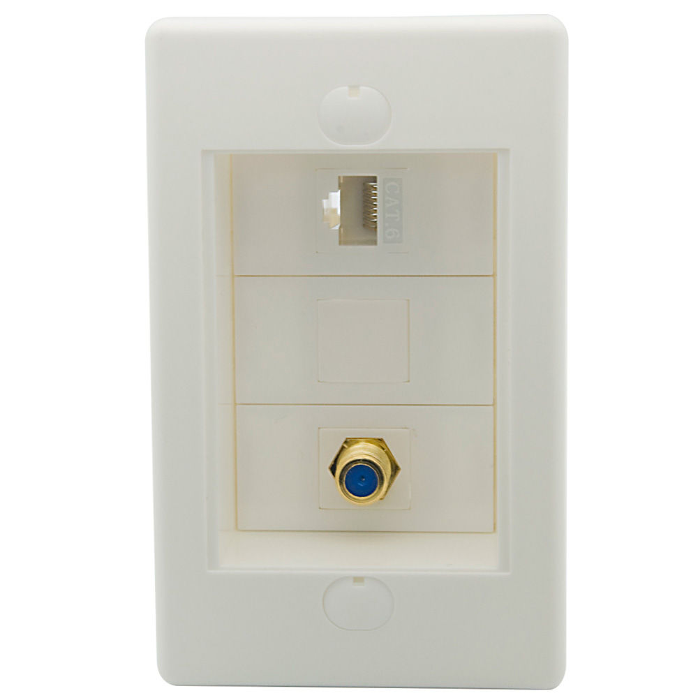 美式 台阶式  2口 1位镀金F头 1位CAT6 RJ45网络 组合面板