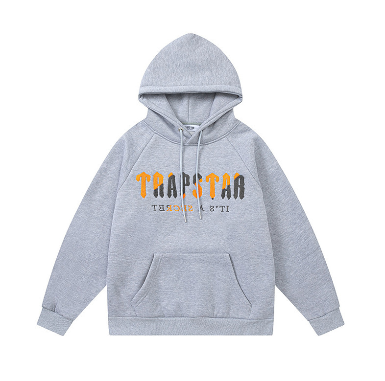 Trapstarタオル刺繍とベルベットの帽子付きガードルのジッパー付きズボンのカジュアルセット|undefined
