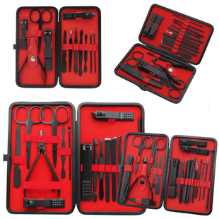 Black 15 pieces nail clippers nail clippers nail clippers set beauty nail tools manicure set dead skin pliers LOGO