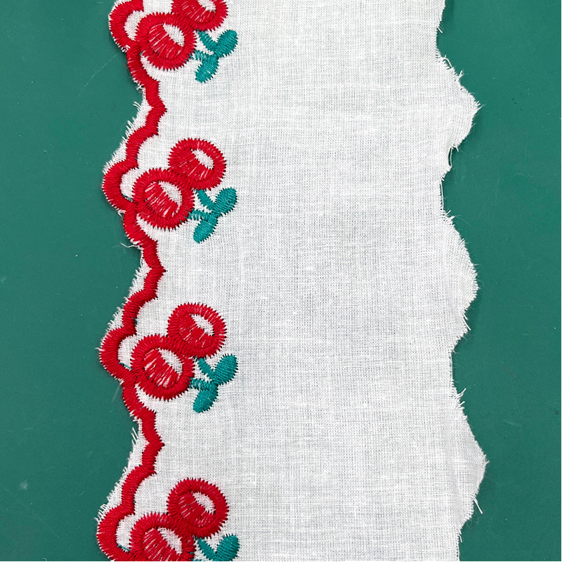 精美女装饰品手工裙摆辅料 多色棉布樱桃花服饰布艺童装刺绣花边