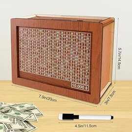 Money Box with Count家居木质工艺亚马逊跨境奢华桌面存钱罐摆件