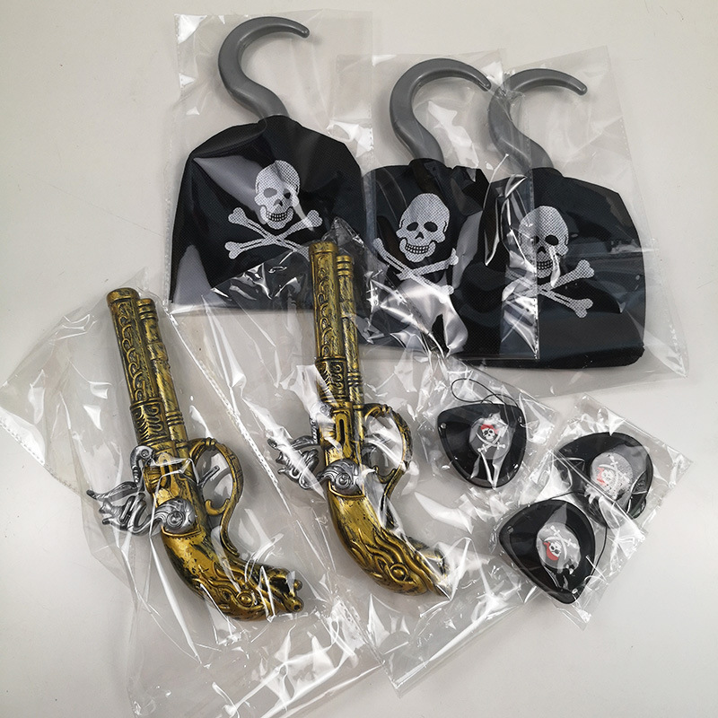 Halloween piratas ojos máscaras niños cosplay disfraz piratas caribeños armas simuladoras juguetes ganchos piratas