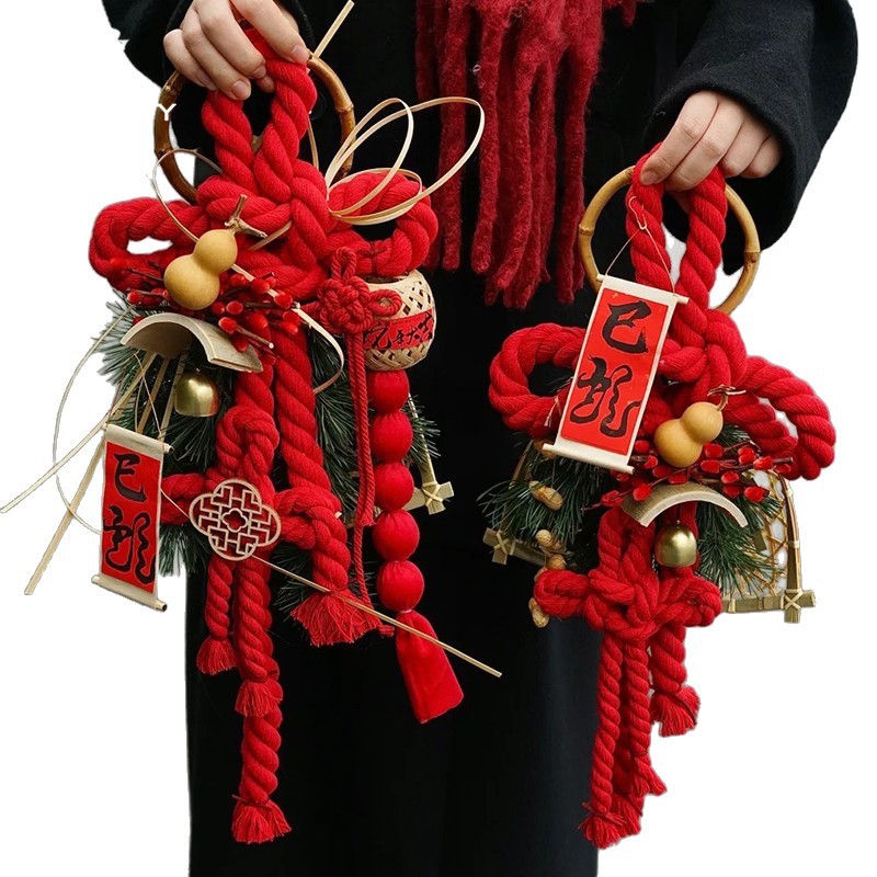 Decoración de Año Nuevo de siete colores de cordero de Año Nuevo manija de puerta de entrada colgante colgante de la puerta colgante de la atmósfera del Festival de Primavera