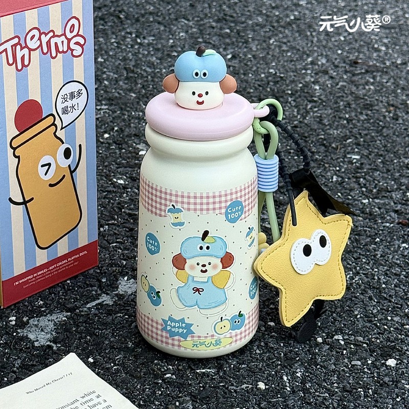 ins新款女生高颜值可爱便携双饮保温杯316不锈钢学生卡通吸管水杯|undefined