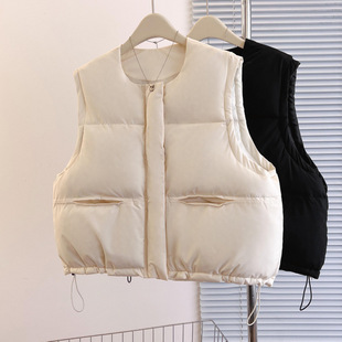 Down Cotton Vest Women's Short Hooded New Style 2025 Korean Loose High-End Small Vest Vest Jacket Trendy