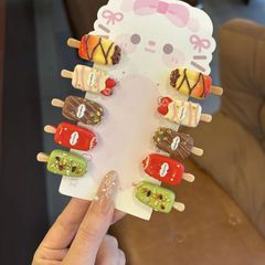 漫画甘いチョコレートアイスクリームヘアピン楽しいハートヘアピン女性のサイド前髪クリップカモノハシクリップヘアピンギフト