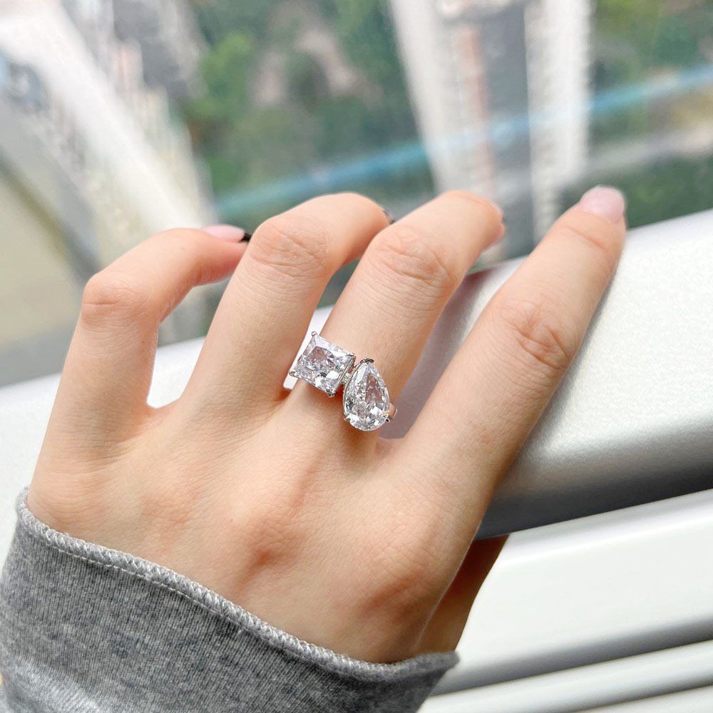 Fashion Geometric Sterling Silver Plating Zircon Rings 1 Piece