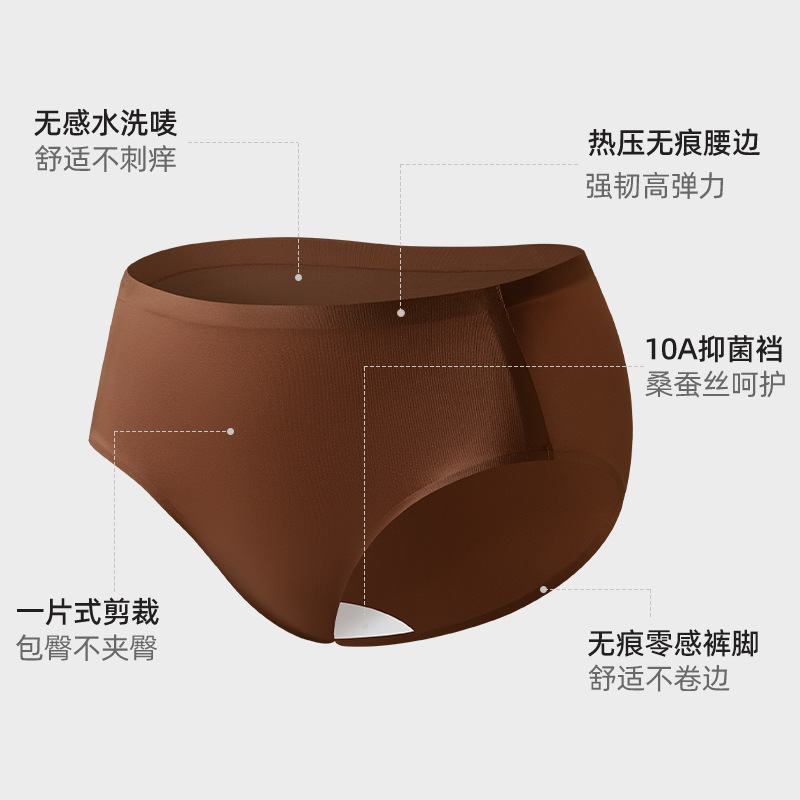 2025 夏の新製品カップル下着シームレスアイスシルクハイエンドシンプル通気性 10A 抗菌マルベリーシルククロッチ|undefined