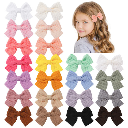 Girl Corn Kernel Hair Pin with Children's Butterfly Bow Hair Clip, Solid Color Princess Hair Accessory A190